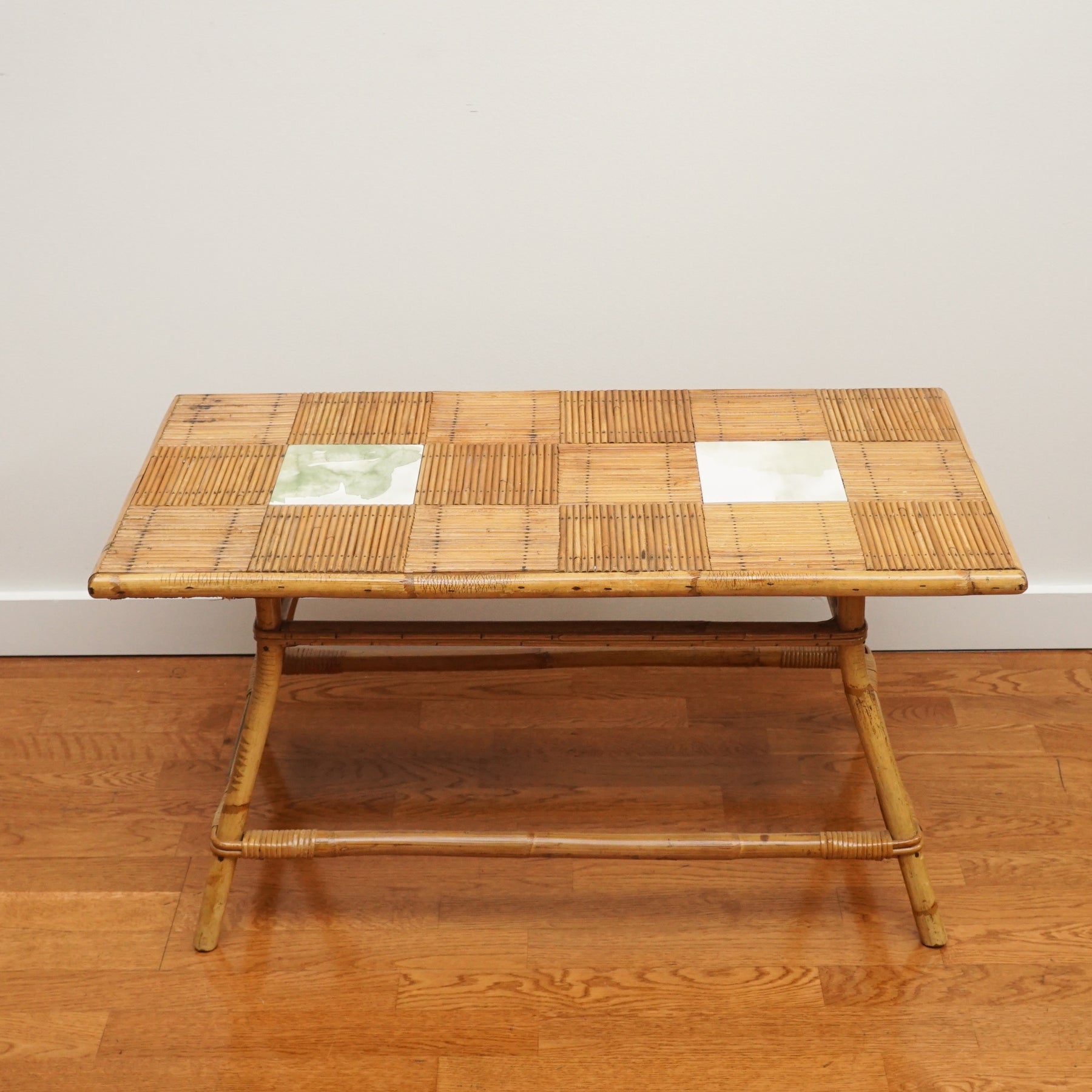 Mid century rattan coffee table store
