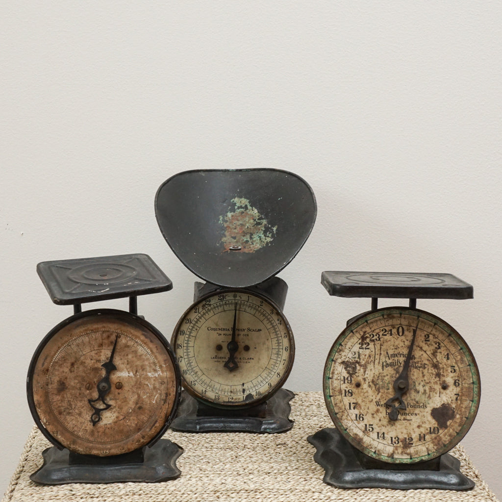 Old fashioned kitchen scales top